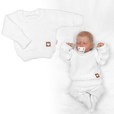 Baby Nellys Rostoucí oversize pletený svetřík pro miminko bílé – Hledejceny.cz