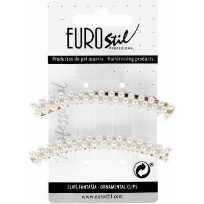 EUROSTIL A8 sponky 2 ks s perlami 8 cm zahnuté – Zboží Dáma