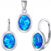 SILVEGO luxusní stříbrný set šperků s modrým opálem náušnice a přívěsek LPS1706DB