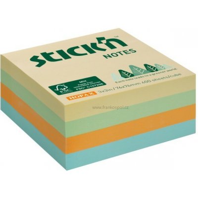 Samolepicí bloček Stick'n by Hopax FSC Kostka, 76 x 76 mm, 400 lístků, luční mix – Hledejceny.cz
