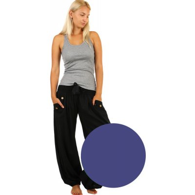 Glara Jednobarevné dámské harémové kalhoty Denim 324603 – Zboží Mobilmania