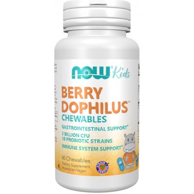 Now Foods Probiotikum Berry Dophilus Kids 10 kmenů 60 cucací tablety – Hledejceny.cz