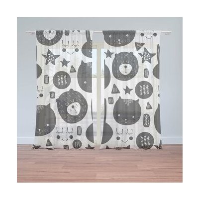 Sablio Záclony Kočička a medvěd: 2ks 150x250cm – Hledejceny.cz