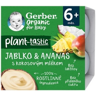 Nestlé Organic 100% rostlinný dezert jablko a ananas s kokosovým mlékem 4 x 90 g – Hledejceny.cz