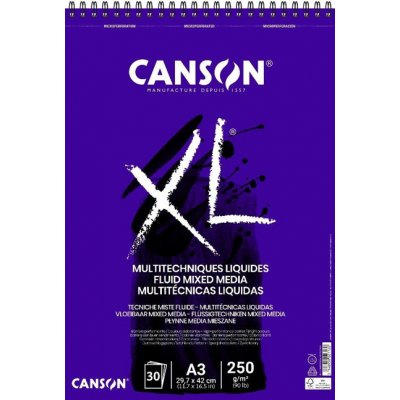 Canson XL Fluid Mixed Media Skicák v kroužkové vazbě A4, 250g, 30 listů – Zboží Dáma