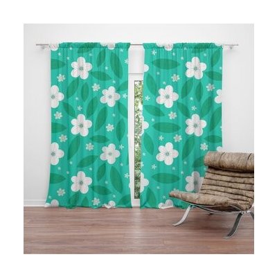 Sablio Závěs Bílé květy s lístky: 2ks 140x250cm – Hledejceny.cz