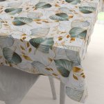 Biante Velký dekorační obdélníkový ubrus Leona LN-174 Zelené listy na režném 160x200 cm – Sleviste.cz