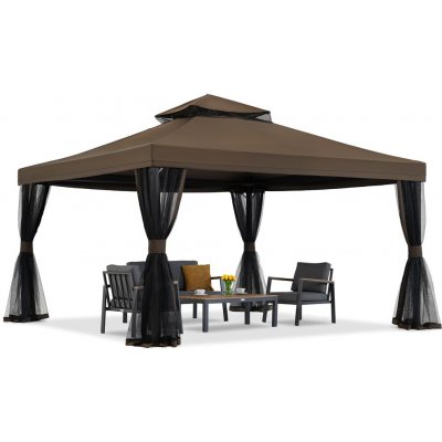 Garden Point zahradní pavilon s moskytiérou Valencia 4x4m Hnědý – Hledejceny.cz