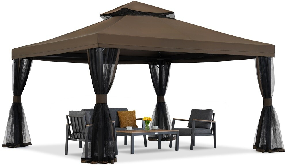 Garden Point zahradní pavilon s moskytiérou Valencia 4x4m Hnědý