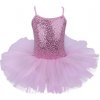 Dívčí taneční sukně a dresy Dres Iefiel na balet s flitry a tylovou tutu sukní světle růžový