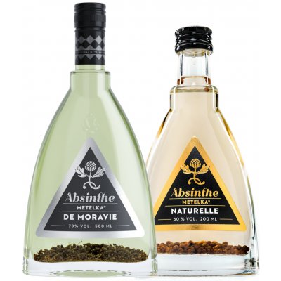 Metelka Absinthe De Moravie 70% 0,5 l + Metelka Absinthe Naturelle 60% 0,2 l (2x holá láhev) – Hledejceny.cz