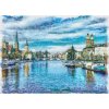 Tapety WEBLUX Fototapeta papír Oil painting. Art print for wall decor. Acrylic artwork. Big size poster. Watercolor drawing. Modern style fine art. Beautiful autumn city landsca 254 x 184 cm