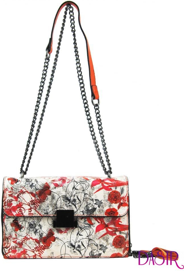 Sara Moda crossbody dámská kabelka na řetízku s potiskem 6257 oranžová