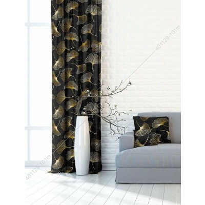 Závěsy dekorační Ginkgo biloba černá - více rozměrů - 145x250cm / Ne 401129-101 – Hledejceny.cz