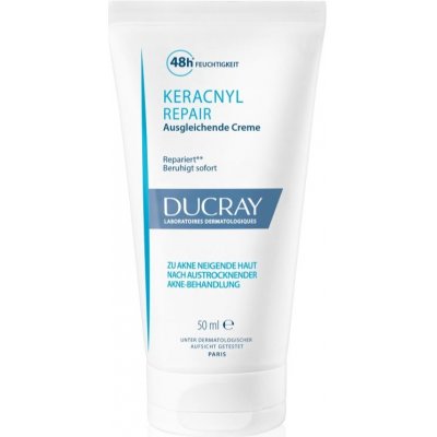 Ducray Keracnyl regenerační a hydratační krém pro pleť vysušenou a podrážděnou léčbou akné 48 h Hydration Soothes Repairs 50 ml