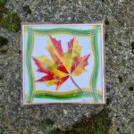 V.Randák Obraz na skle – Podzimní list, ručně malovaný 15 × 15 cm | V. Randák – Hledejceny.cz