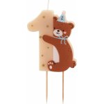 PartyDeco Svíčka č. 1 "Teddy Bear" 7 cm – Zbozi.Blesk.cz