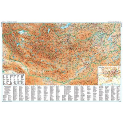 Gizi Map Mongolsko - nástěnná mapa 125 x 84 cm Varianta: bez rámu v tubusu, Provedení: laminovaná mapa v lištách – Zbozi.Blesk.cz