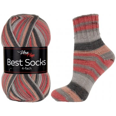 Vlna-Hep Best Socks 4-fach 7347 šedá-teracota