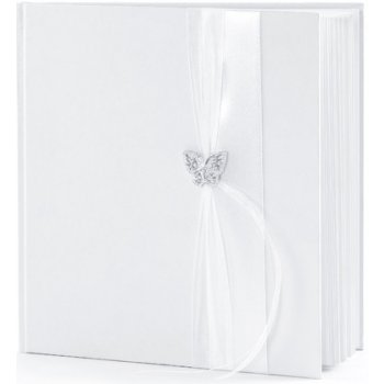 Svatební kniha "Stříbrný motýlek" BÍLÁ, 22 listů