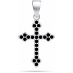 Brilio Silver Stříbrný přívěsek s černými zirkony Křížek PT84WBC – Zbozi.Blesk.cz