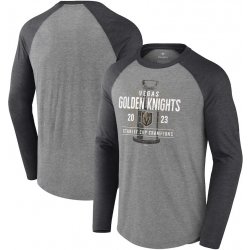 Fanatics pánské tričko Vegas Golden Knights 2023 Stanley Cup Champions Shootout Long Sleeve Tri-Blend Raglan