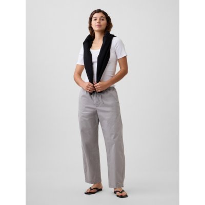 GAP Khaki kalhoty High Rise easy barrel šedé – Sleviste.cz