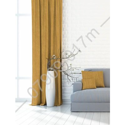 Zatemňovací závěsy Melír hořčicový - Blackout - kroužky na závěsy černé P7909/017 – Sleviste.cz