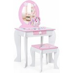 Costway Dětský toaletní stolek se zásuvkou a zrcadlem růžový – Zboží Dáma