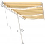 vidaXL Automatická markýza LED a senzor větru 600 x 300 cm žlutobílá – Sleviste.cz
