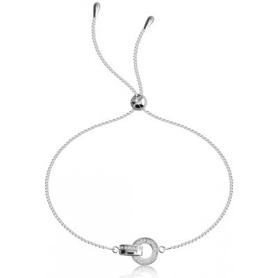Šperky eshop stříbrný kroužek se zirkony očko s lesklým a zirkonovým povrchem S35.27