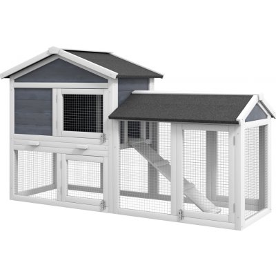 PawHut s výběhem jedlové dřevo 147 x 54 x 84 cm šedá – Zboží Dáma