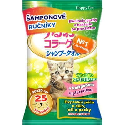 Japan Premium Šamponové ručníky pro kočky na expresní koupání bez vody s kolagenem a placentou, 25 ks – Zbozi.Blesk.cz