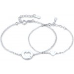 MINET Stříbrný set náramků se srdíčkem matka a dcera JMAS0316SB00 – Zboží Dáma