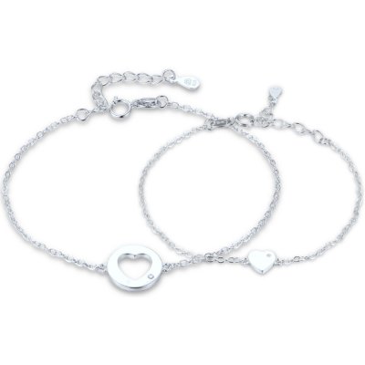 MINET Stříbrný set náramků se srdíčkem matka a dcera JMAS0316SB00 – Zboží Dáma