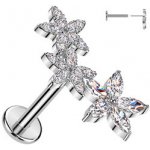 Šperky4U Piercing do brady s kytičkami PUSH IN labreta LB1137 – Zboží Mobilmania