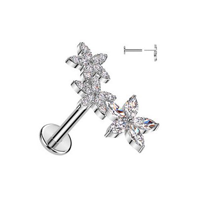 Šperky4U Piercing do brady s kytičkami PUSH IN labreta LB1137 – Zboží Mobilmania