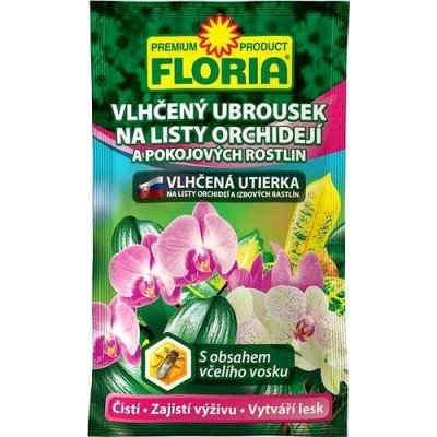 Agro CS FLORIA Vlhčený ubrousek na listy orchidejí a pokojových rostlin 6g (24x18cm) – Zboží Dáma