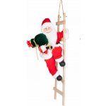 MagicHome Vianoce Dekorace MagicHome Vánoce, santa, na žebříku, textil, 24x32x67 cm – Hledejceny.cz