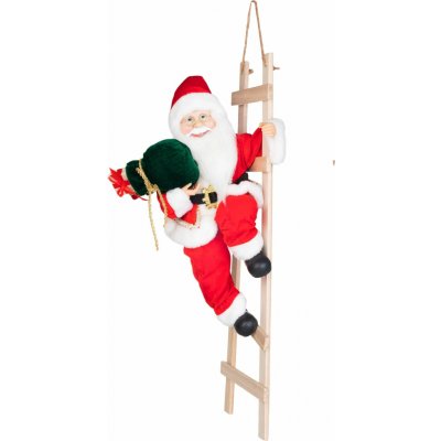 MagicHome Vianoce Dekorace MagicHome Vánoce, santa, na žebříku, textil, 24x32x67 cm – Hledejceny.cz