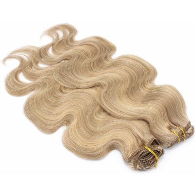 Deluxe clip in vlasy vlnité 100% lidské REMY 50cm přírodní/světlejší blond – Zboží Mobilmania