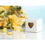 PartyDeco Krabička na svatební mandle bílá se srdíčkem 10 ks - krabičky na svatební mandle – Hledejceny.cz