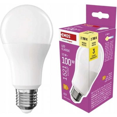 Emos LED žárovka Classic A60 E27 13 W 100 W 1521 lm teplá bílá – Zboží Mobilmania