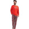 Pánské pyžamo 1P1428 plyšový medvídci Hello pánské pyžamo dlouhé červené