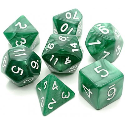 TLAMA games Sada 7 perleťových kostek pro RPG 9 barev Barva: zelená – Zboží Mobilmania