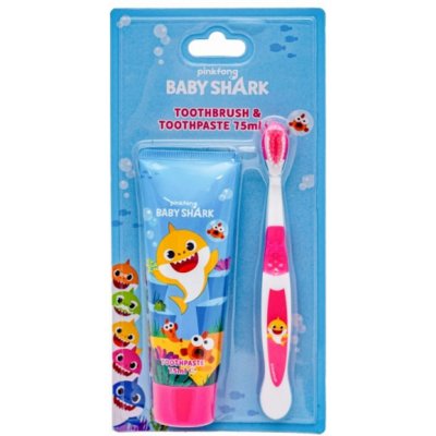 Pinkfong Baby Shark pro děti zubní kartáček 1 ks + zubní pasta 75 ml dárková sada
