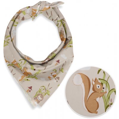 Biante Dětský bavlněný šátek Sandra SA-695 Veverky a ježci na světle béžovém – Zboží Mobilmania