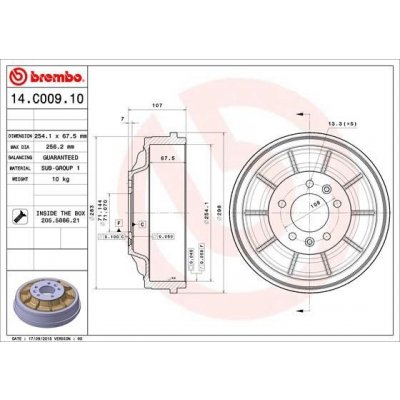 Brzdový buben BREMBO 14.C009.10 – Zboží Mobilmania