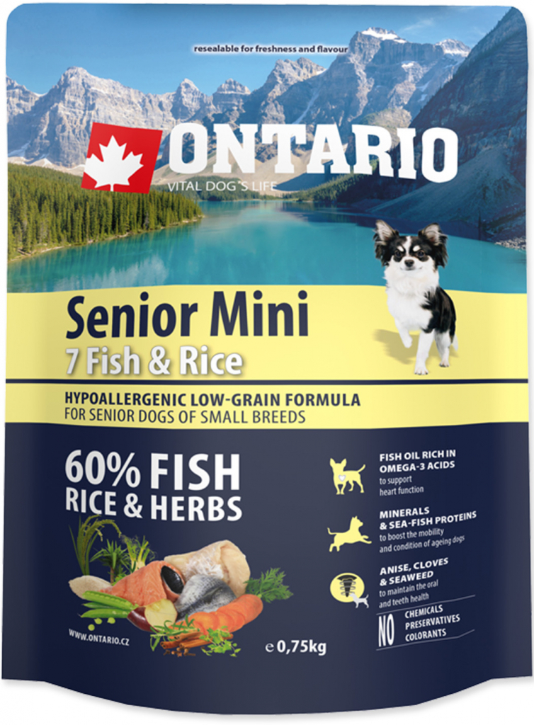 Ontario Senior Mini Fish & Rice 2 x 0,75 kg