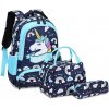 Sady školních pomůcek Meiso Dívčí batoh 3v1 Unicorn Magic Černo-modrý 16L Meisohua U02 blue